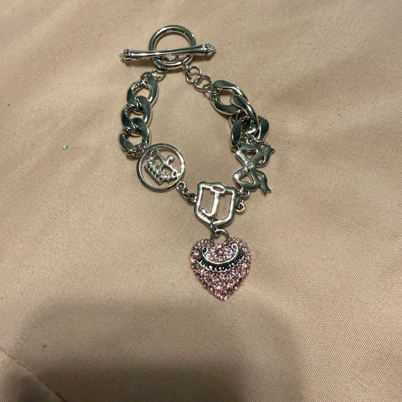 Juicy Couture Silver and Pink Heart Charm Bracelet - Picture 2 of 3